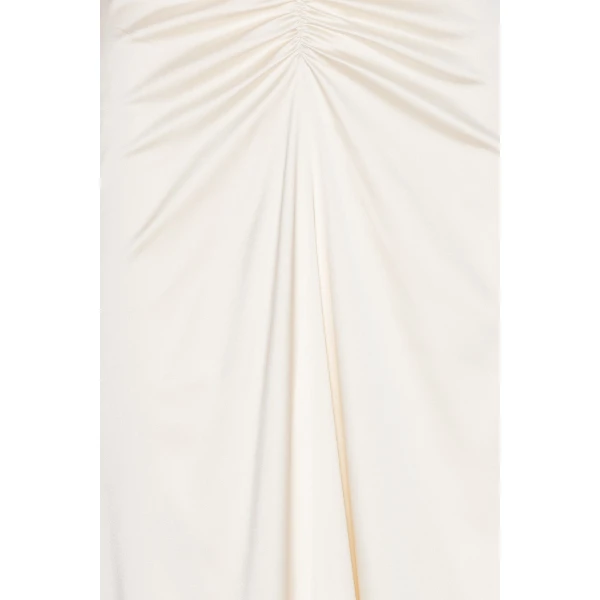 Ls Scarf Dress White