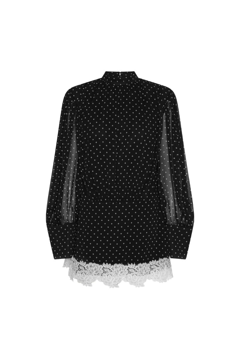 Minidress Ls Lace Detail Black