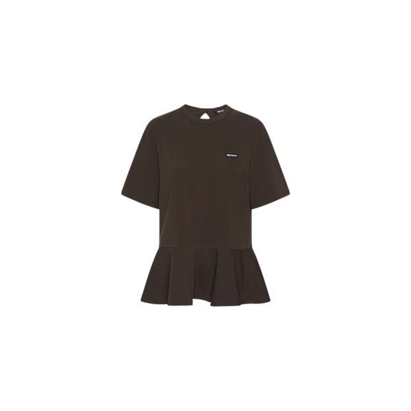 Rotate Birger Christensen Peplum T-shirt Dark Brown Top