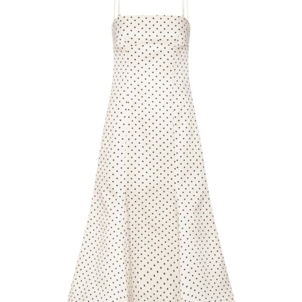Polka Dot Midi Dress Creme