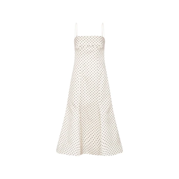 Rotate Birger Christensen Polka Dot Midi Dress Creme