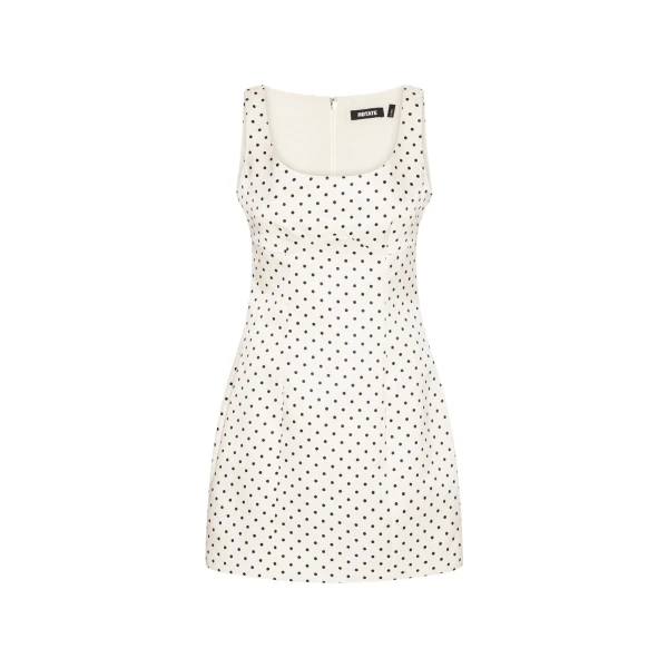 Rotate Birger Christensen Polka Dot Mini Dress Creme