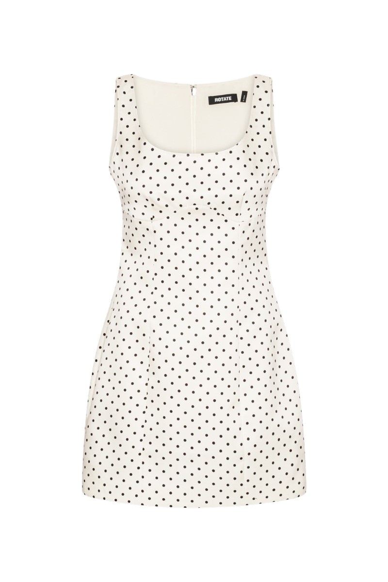Polka Dot Mini Dress Creme