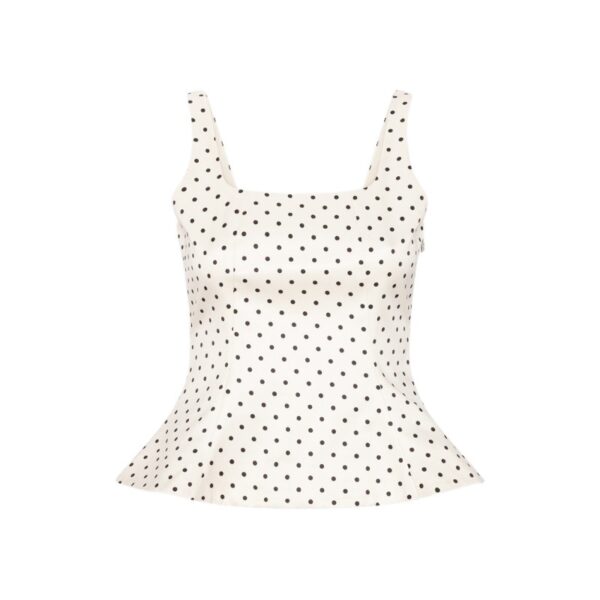 Polka Dot Sleeveless Top Creme