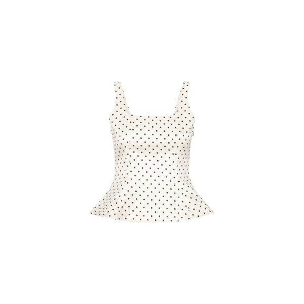 Rotate Birger Christensen Polka Dot Sleeveless Top Creme