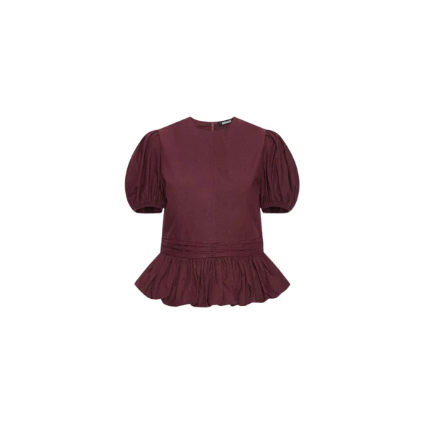Rotate Birger Christensen Puff Sleeve Top Bordeaux