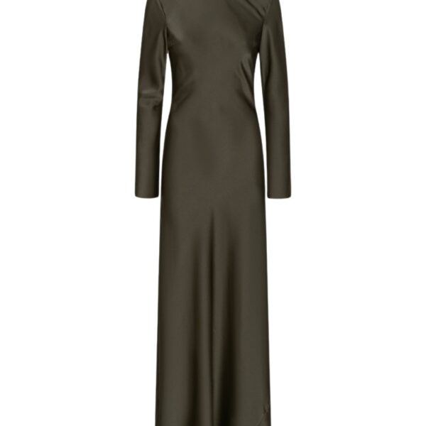 Satin Maxi Dress Dark Green