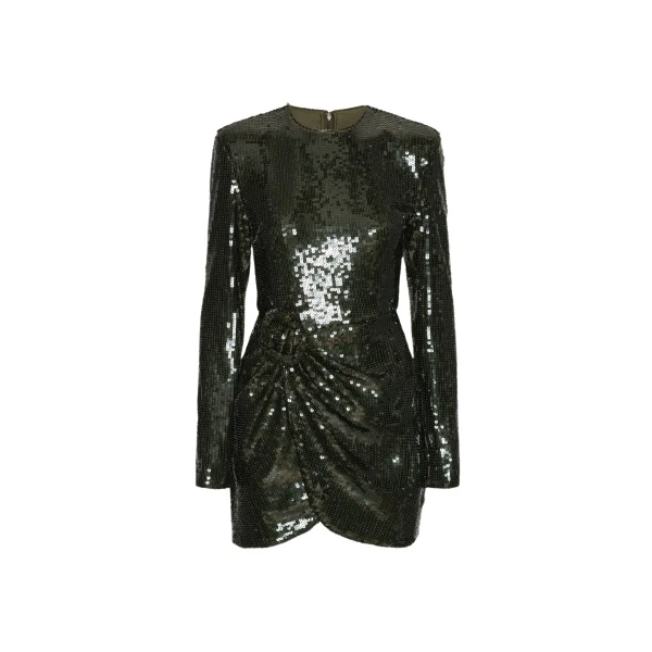 Rotate Birger Christensen Sequins Ls Mini Dress Dark Green