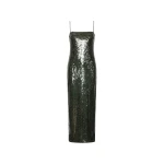Sequins Maxi Slip Dress Dark Green