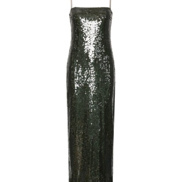 Sequins Maxi Slip Dress Dark Green