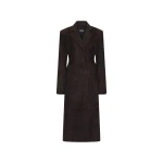 Suede Long Coat Dark Brown