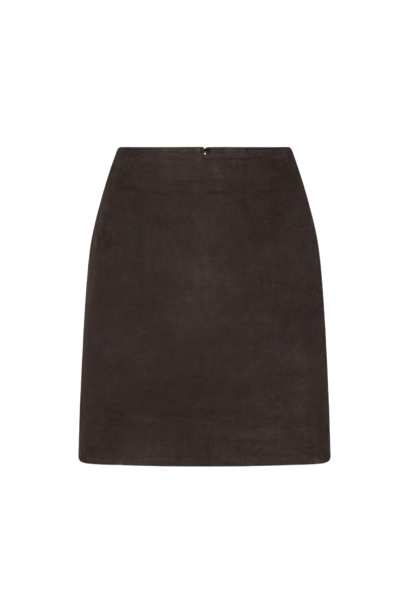 Suede Mini Skirt Dark Brown