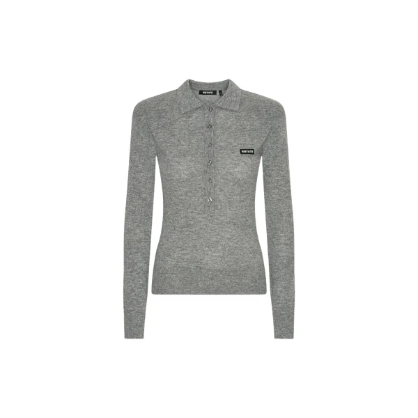 Rotate Birger Christensen Wool Longleeve Polo Grey