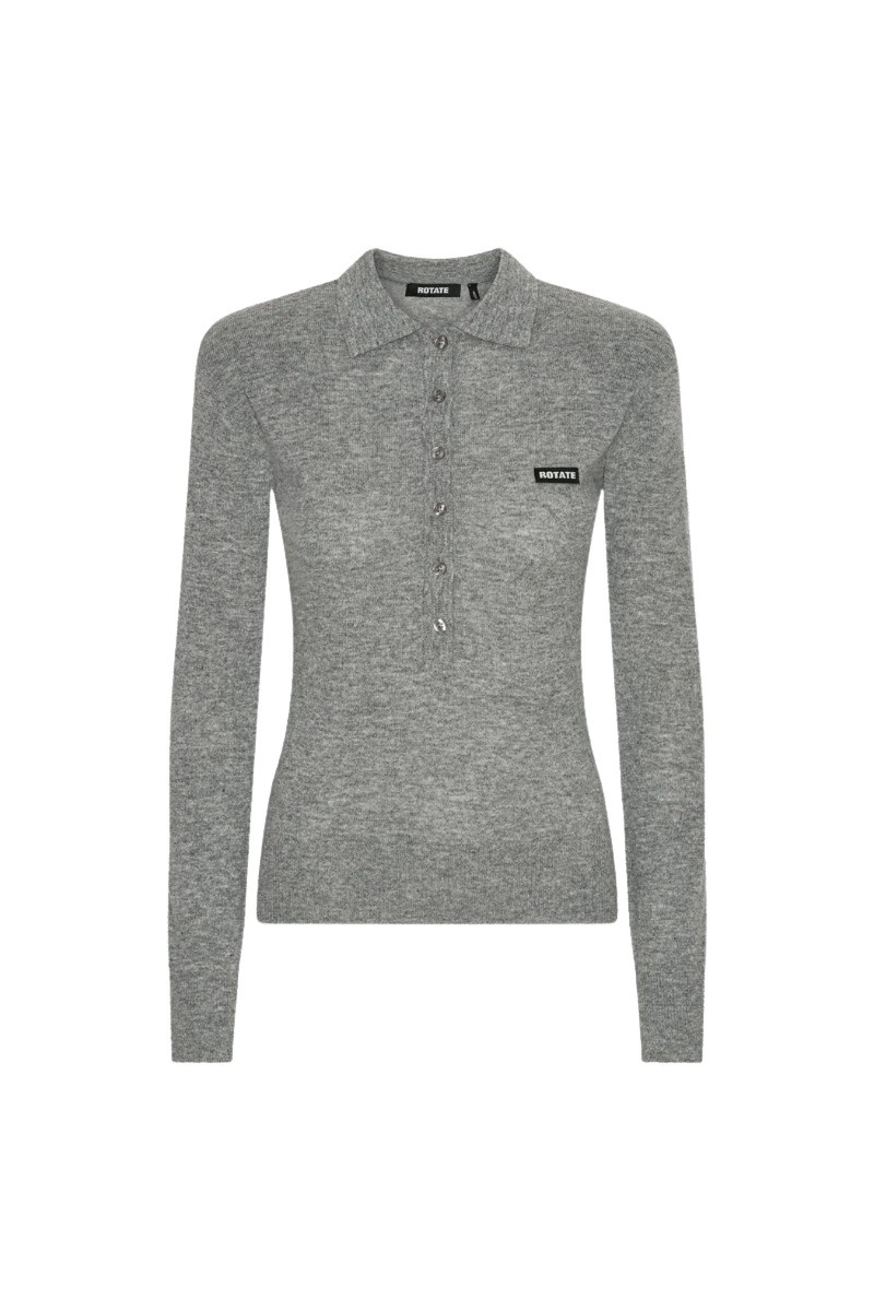 Wool Longleeve Polo Grey