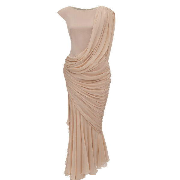 viscose and silk maxi dress with open back