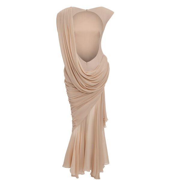 beige evening dress