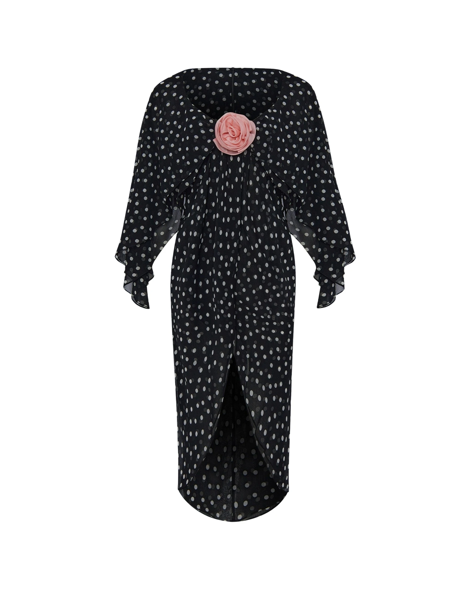 Rasario-Black-Chiffon-midi-dress-with-a-flower-in-Black-at-Coveti89694_nobg Rasario