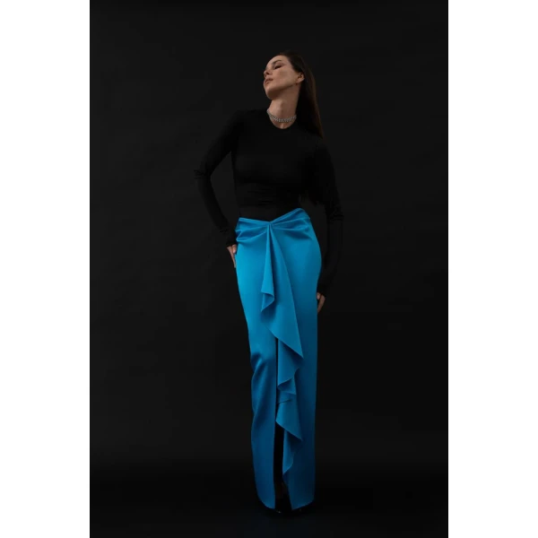 draped satin and biflex maxi dress