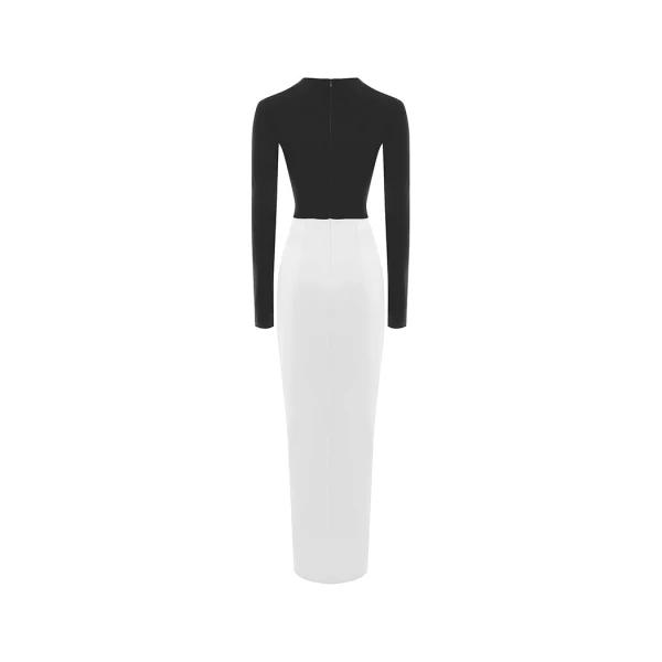 black-white evening dress
