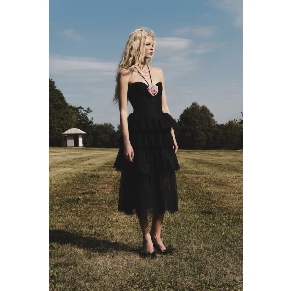 lace corset midi dress with a flower