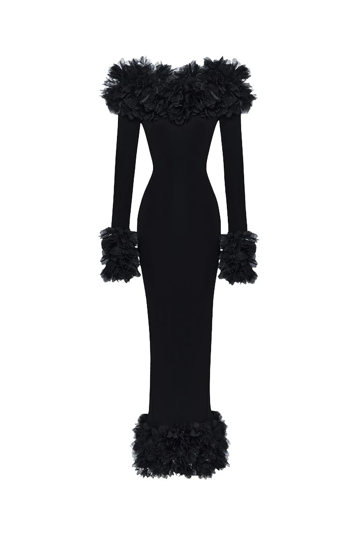 Rasario-Black-Maxi-dress-in-jersey-with-floral-trim-in-Black-at-Coveti55836_nobg Rasario