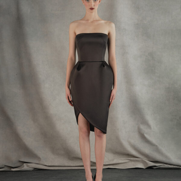 satin mini dress with a voluminous skirt