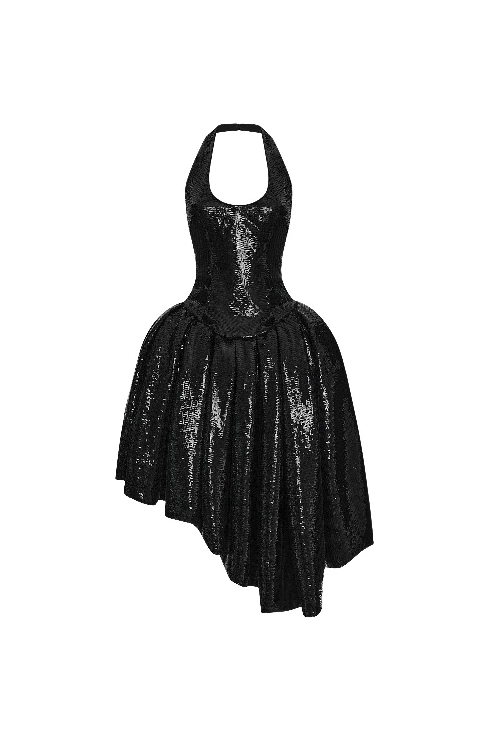 Rasario-Black-Sequin-midi-dress-with-asymmetric-voluminous-skirt-in-Black-at-Coveti35930_nobg Rasario