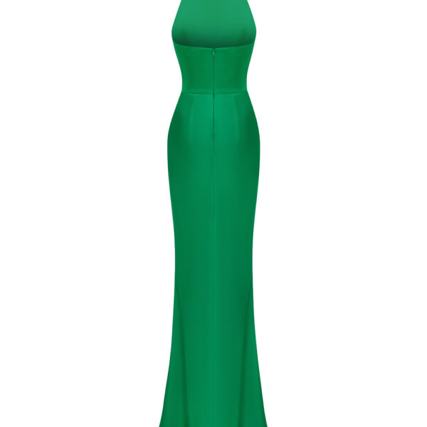 viscose crepe maxi dress with train