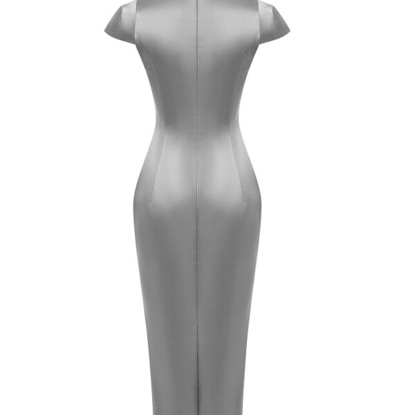 grey evening dress