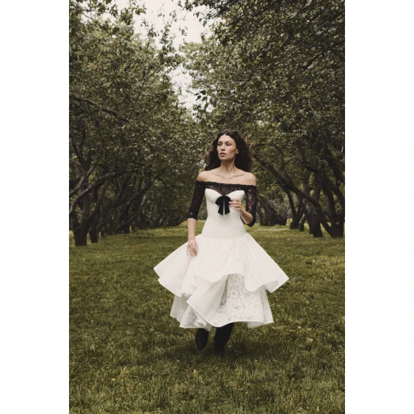 corset lace midi dress with a bow
