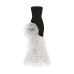 Rasario-Multicolour-Crepe-and-chiffon-maxi-dress-with-a-voluminous-flower-in-Black-and-White-at-Coveti22421_nobg Rasario