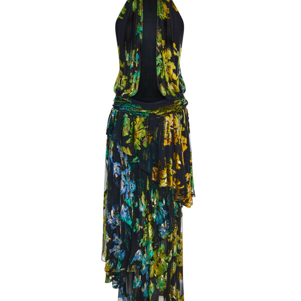 black and green evening dress