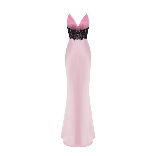 light pink and black evening dress