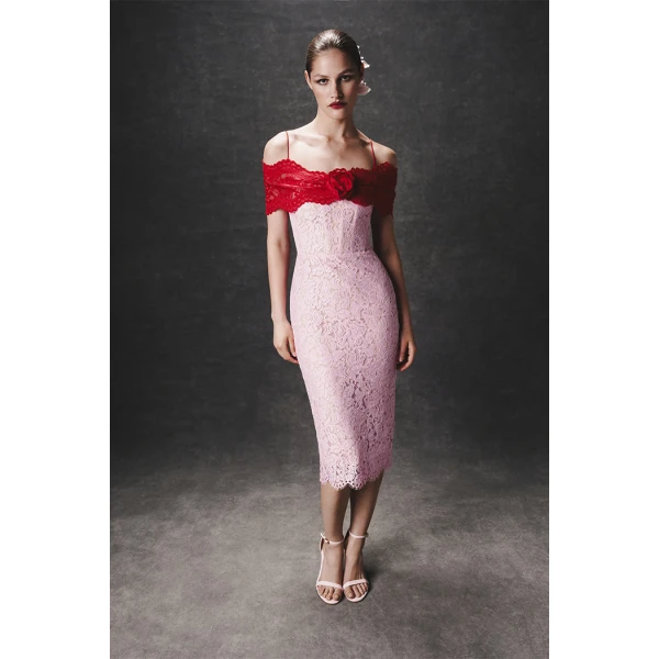 lace midi dress with a flower