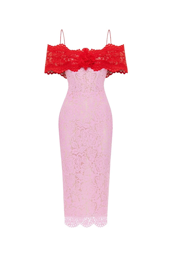 Rasario-Multicolour-Lace-midi-dress-with-a-flower-in-Red-and-pink-at-Coveti76755_nobg Rasario