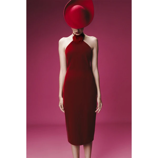 midi velvet dress with a flower