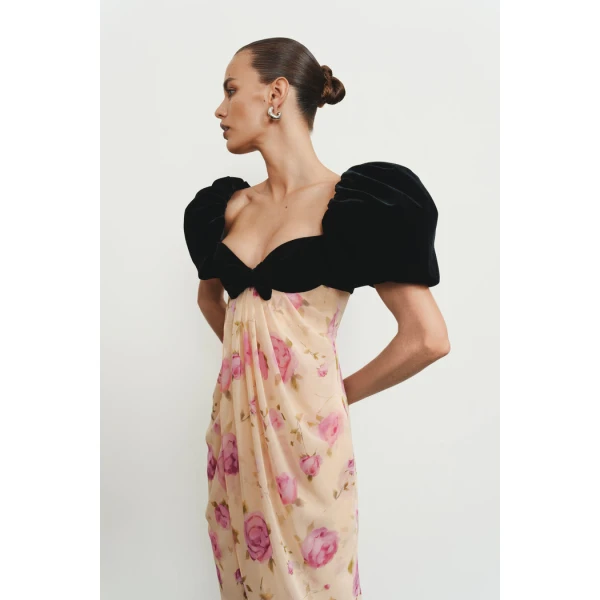 yellow and black evening dress