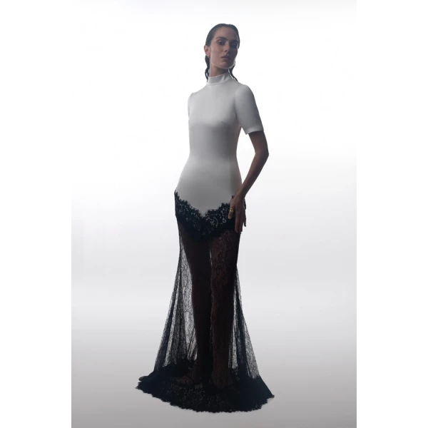 satin and lace maxi dress