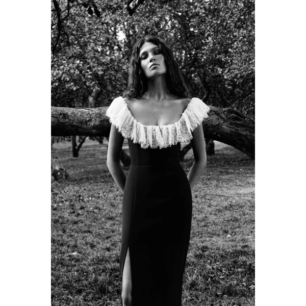 black and white evening dress
