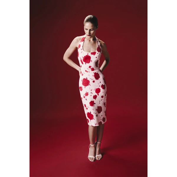printed satin midi dress