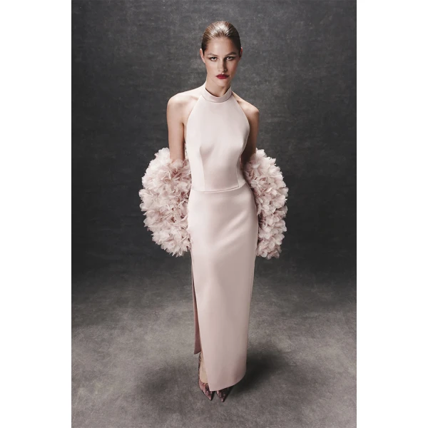 satin maxi dress with a side slit