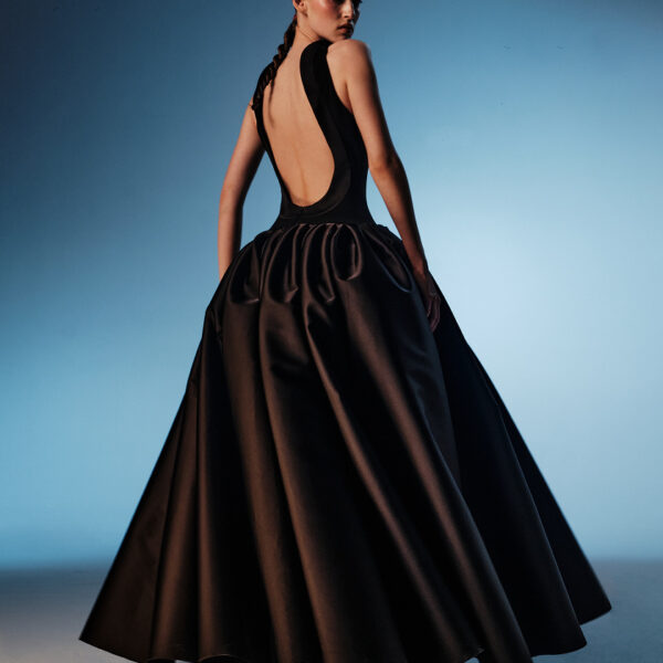 red evening dress