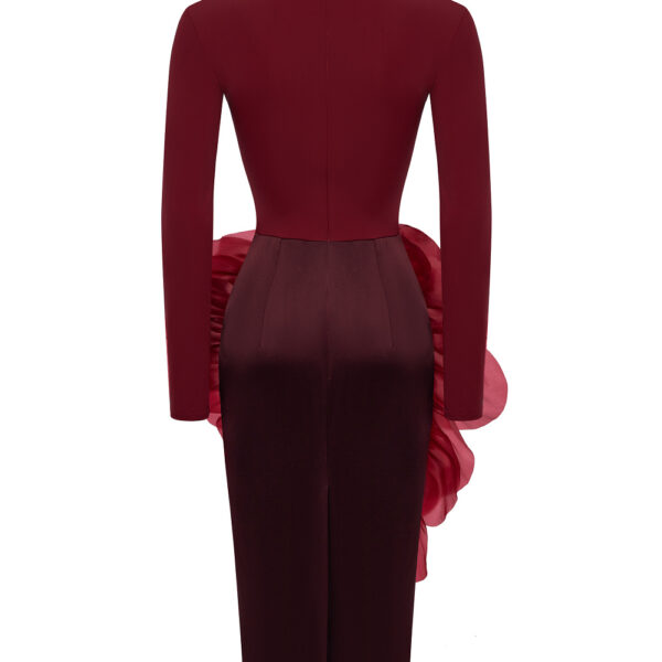 burgundy evening dress