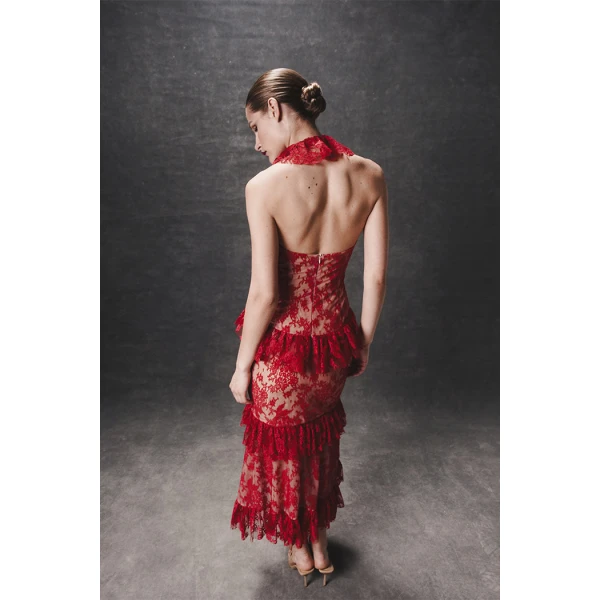 red evening dress