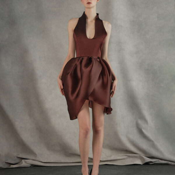 satin and silk organza mini dress