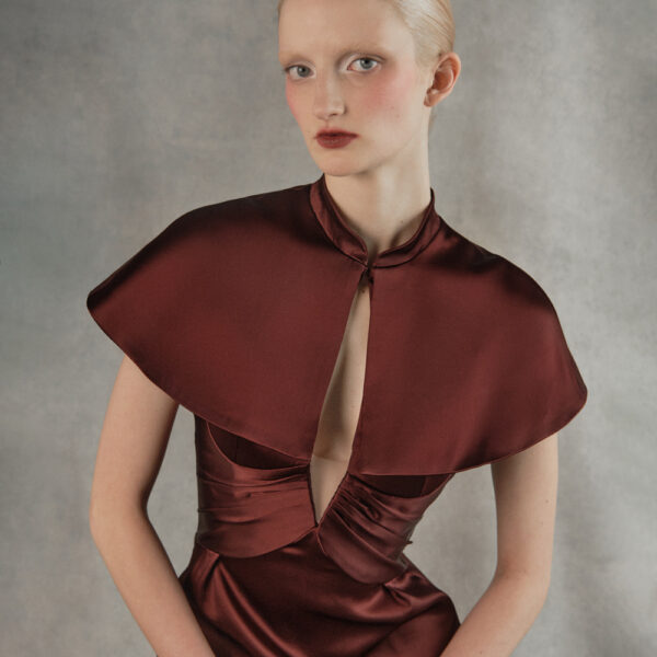 satin midi dress with a cutout