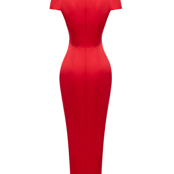 red evening dress