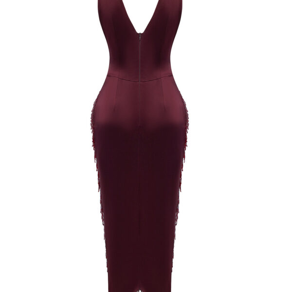 burgundy evening dress