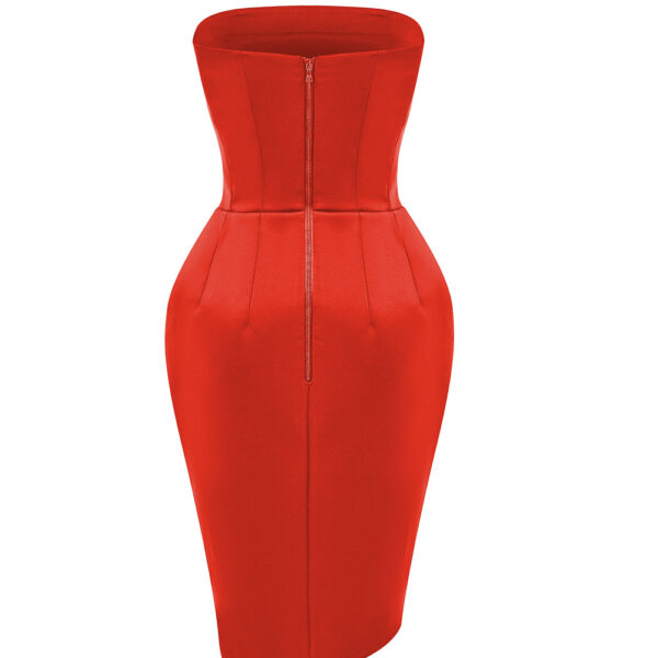 red evening dress