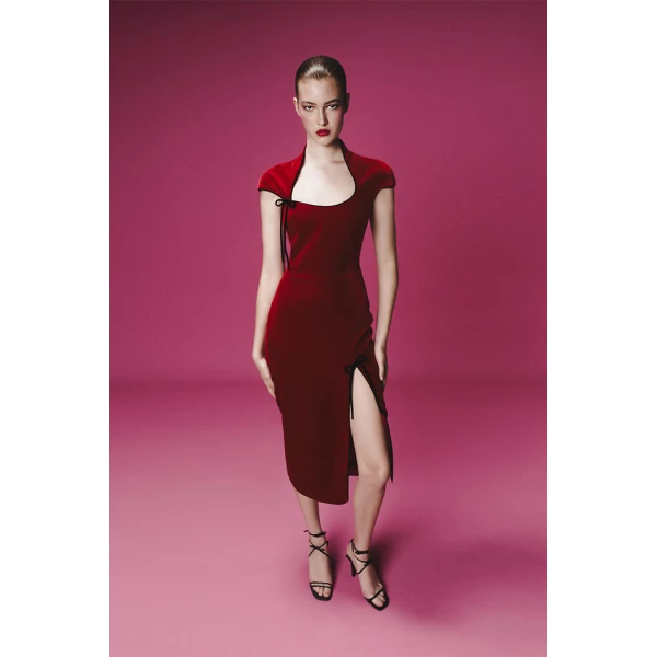 red evening dress